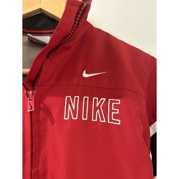 Nike Jacket Windbreaker Boys Red Zip Up Logo Lightweight Youth Athletic Sz. 4 - Picture 10 of 11